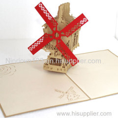 Windmill Pop Up Card Handmade Greeting Card
