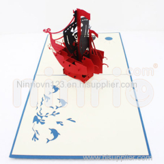 Virking ship Pop Up Card Handmade Greeting Card