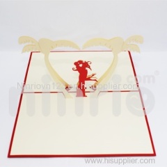 Tropical love Pop Up Card Handmade Greeting Card