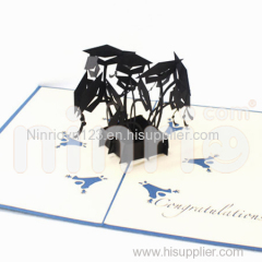 Graduated hats Pop Up Card Handmade Greeting Card