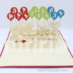 Balloons birthday Pop Up Card Handmade Greeting Card