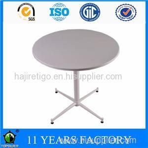 White Metal Dining Table Round Top Foldable Small Simple Table For Outdoor Use