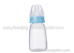 Square Shape Plastic Baby Feeding Bottle with Silicone Nipple 140ml