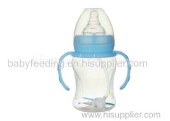 High Transparent Plastic Feeding Milk Bottle For Baby Wide Mouth with Straw
