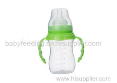 High Transparent Plastic Feeding Milk Bottle For Baby Wide Mouth with Straw