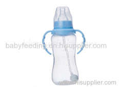 Anti-slip PP Baby Feeding Nursing Bottle Normal Neck With Handle 180ml