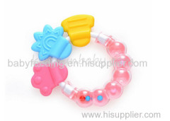 Funny Rattle Silicone Baby Teether Colorful Ring Shape Baby Teething Toy