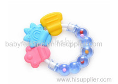 Funny Rattle Silicone Baby Teether Colorful Ring Shape Baby Teething Toy