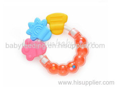 Funny Rattle Silicone Baby Teether Colorful Ring Shape Baby Teething Toy