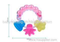 Funny Rattle Silicone Baby Teether Colorful Ring Shape Baby Teething Toy