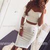 Rivets Shallow V Neck Two Piece Bandage Dress White For Evening Party