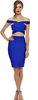 Blue Color Off Shoulder Bandage Dress Two Piece For Evening Party