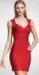 Anti - Static Solid Cute Strap Bandage Dress Red For Young Women