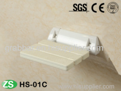 Wall mounted anti-bacterial nylon folding shower seat with support for disabled