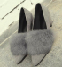 Ladies chunky heel pointy toe dress shoes with fur