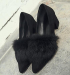 Ladies chunky heel pointy toe dress shoes with fur