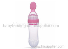 3 Oz Silicone Baby Bottle Spoon Soft Feeding Bottle With Spoon 0% BPA