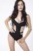 Back Cross Bandage Style Bikini Black / White Rayon Nylon Spandex Material