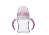 Wide Neck Glass Baby Feeding Bottle With Double Colors Handle 150ML