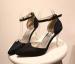 Shiny glittering pointed toe ankle strap dress ladies sandals