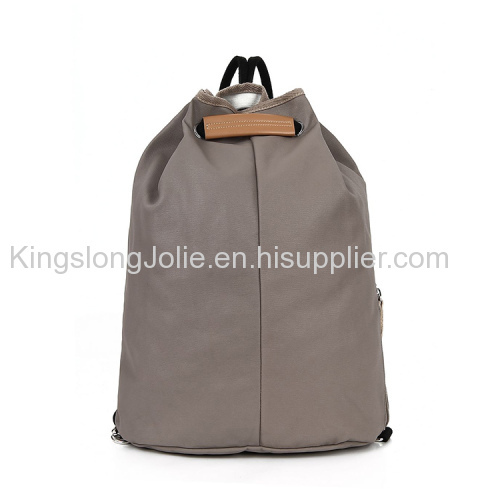 Fashion Grey Canvas Rolling Drawstring Backpack daily bag