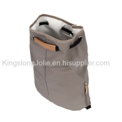 Fashion Grey Canvas Rolling Drawstring Backpack daily bag