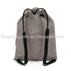 Fashion Grey Canvas Rolling Drawstring Backpack daily bag