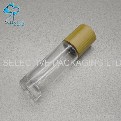 clear 10ml bamboo screw cap top roll on glass perfume bottle