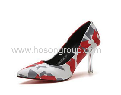 Ladies pstchwork pointy toe high heel dress shoes