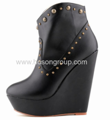 Women clip on studded wedge heel ankle dress boots