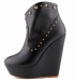 Women clip on studded wedge heel ankle dress shoes