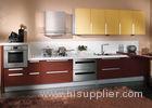 Simple Small Formica Painting Wood Laminate Kitchen Cabinets Wine Red And Yellow Color