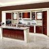 Custom Wooden Veneer Kitchen Cupboards High Pressure Built In Traditional Style