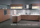 L Shaped Aluminum Frame Melamine Kitchen Cabinets With Frosted Glass Doors Blum Hinges