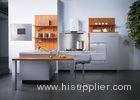 Custom Grey Aluminum Foil UV Kitchen Cabinet With Wood Grain Dinning Table