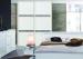 Flat Panel Pine Sliding Door Wardrobes With Drawers And Aluminum Horizental Beam