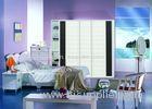 Pure White Aluminum Frame Bedroom Wardrobes With Sliding Doors And Drawers