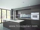 Charcoal Gloss Modern Built In Thermofoil Kitchen Cupboards With Soft Close Drawers