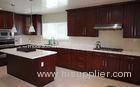 Classic Solid Wood Kitchen Cupboards With Slider Basket And White Marble Countertop