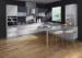 Custom Waterproof Modern Kitchen Cabinets White Laminate Black Lacquer Finish