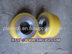 PU covering rubber coated steel wheel with bearing
