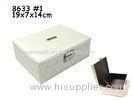 Rectangle White Luxury PU leather Makeup Box For Cosmetic Storage