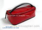 Red Rectangle PVC Soft Ladies Toiletry Bag Waterproof With Clear Window