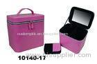 Purple Square Delicate Faux Leather Jewelry Box With Mirror