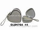 Heart Shaped Grey Fabric Leather Jewelry Box For Wedding