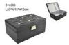 Unique Metal Lock Black Leather Jewelry Box Personalized With Embossed Logo