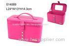 Square Popular Leather Makeup Case Durable Big Cosmetic Bags 24X13X14.3 cm