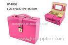 Portable Pink Storage Leather Makeup Box Cosmetic Pouch Bag SGS Certification