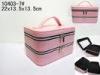 Square Two Layers Pink Luxury Leather Jewellery Box With Mirror / Handle