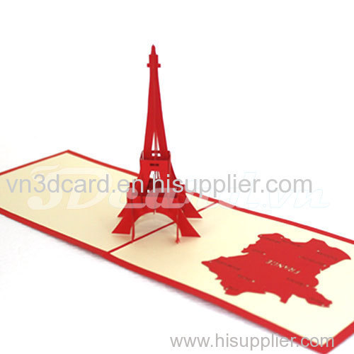 Eiffel Tower 2-Pop up card-Birthday card-3D card-Handmade card-Laser cut